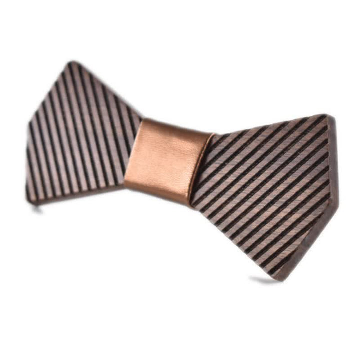 Pajarita de madera a rayas elegante de nogal negro para hombre