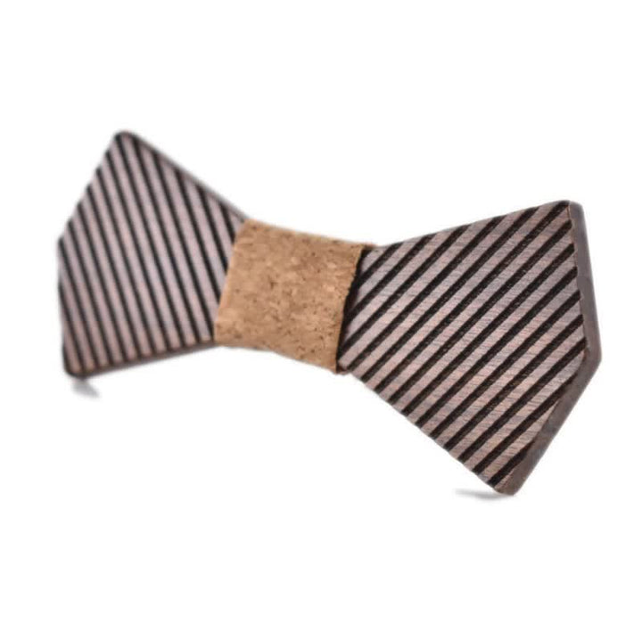 Pajarita de madera a rayas elegante de nogal negro para hombre