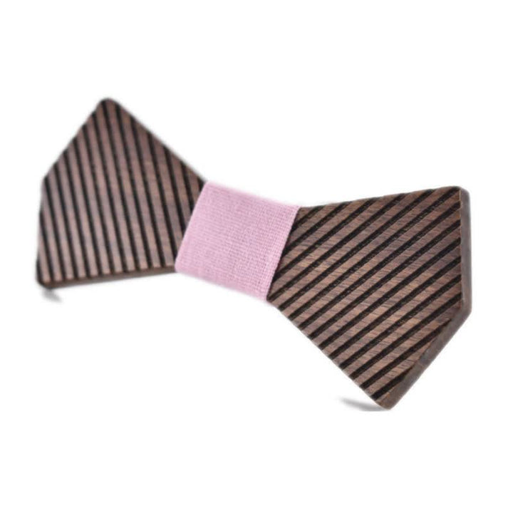 Pajarita de madera a rayas elegante de nogal negro para hombre