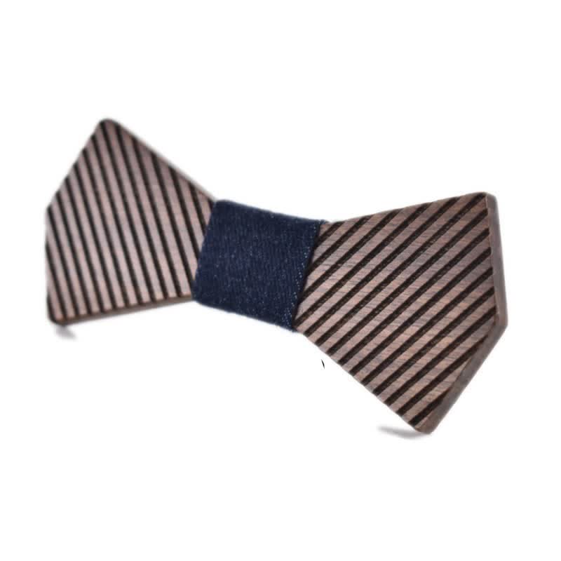 Pajarita de madera a rayas elegante de nogal negro para hombre