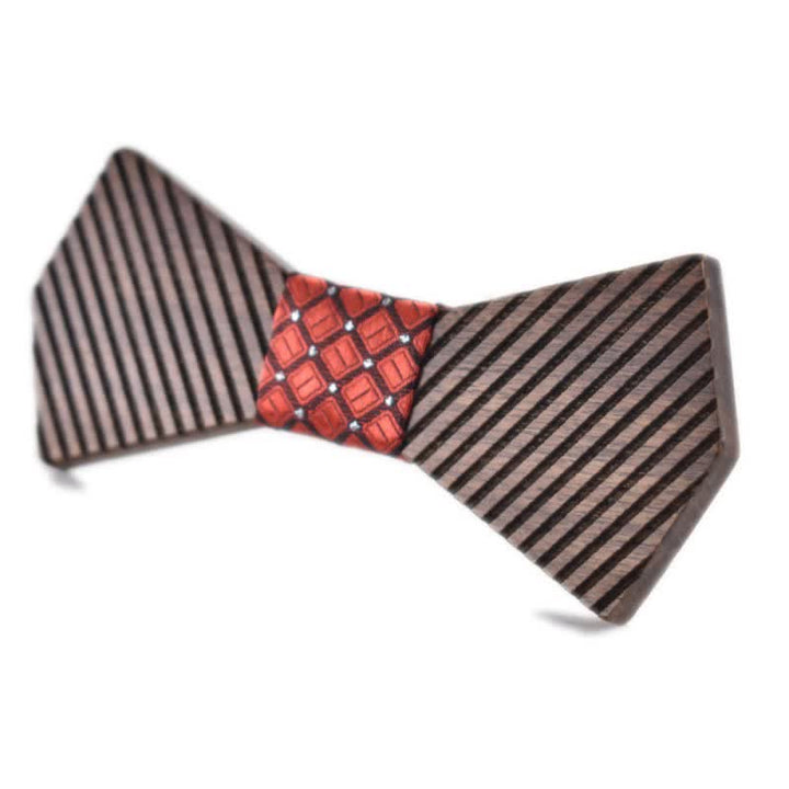 Pajarita de madera a rayas elegante de nogal negro para hombre