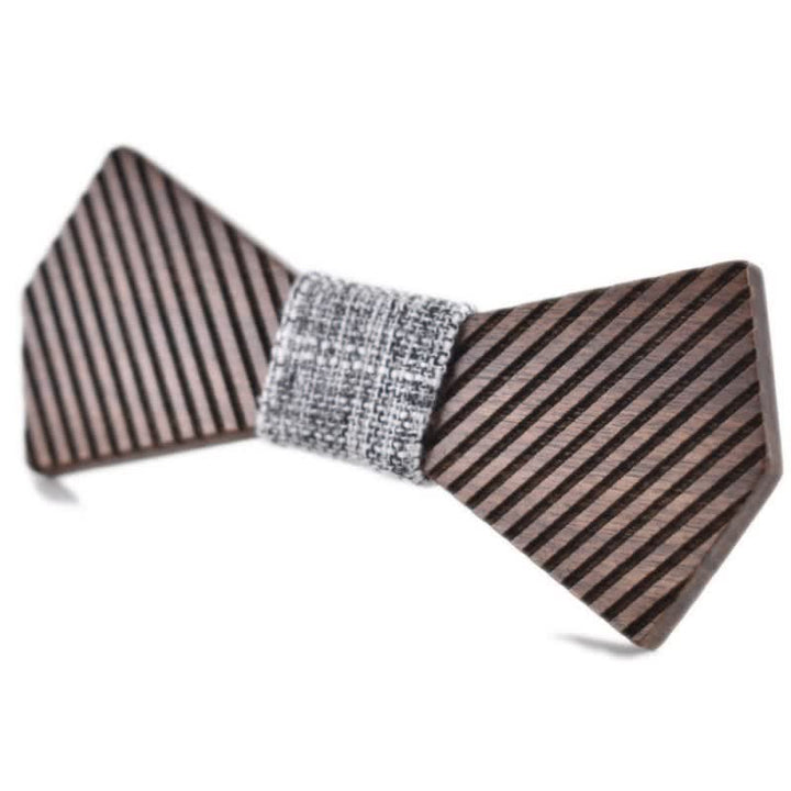 Pajarita de madera a rayas elegante de nogal negro para hombre