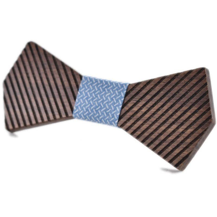 Pajarita de madera a rayas elegante de nogal negro para hombre