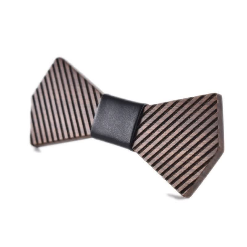 Pajarita de madera a rayas elegante de nogal negro para hombre