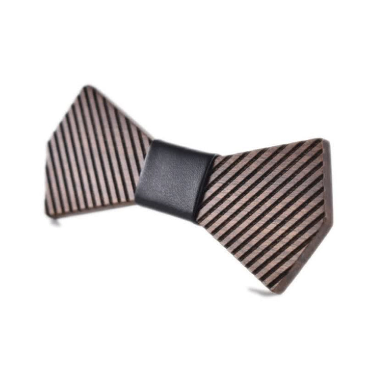 Pajarita de madera a rayas elegante de nogal negro para hombre