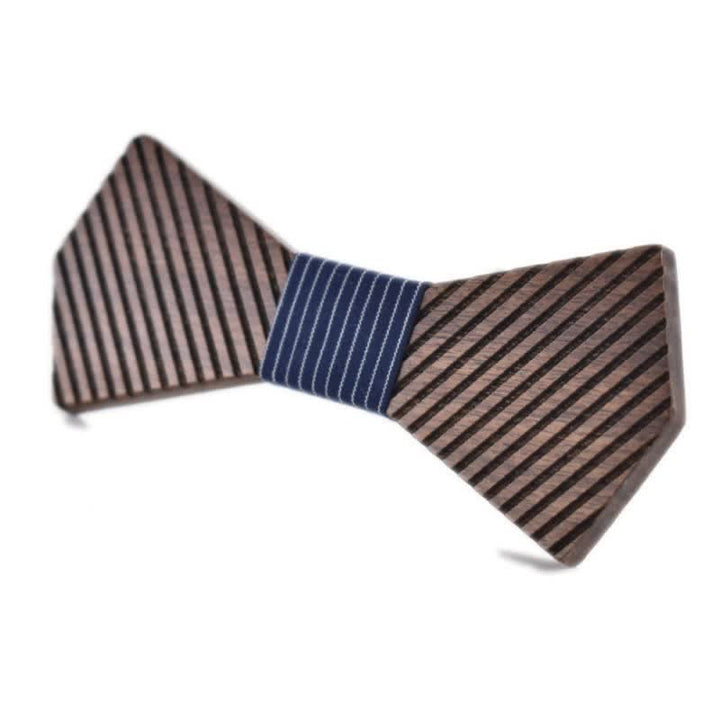 Pajarita de madera a rayas elegante de nogal negro para hombre