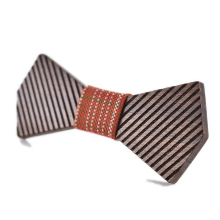 Pajarita de madera a rayas elegante de nogal negro para hombre