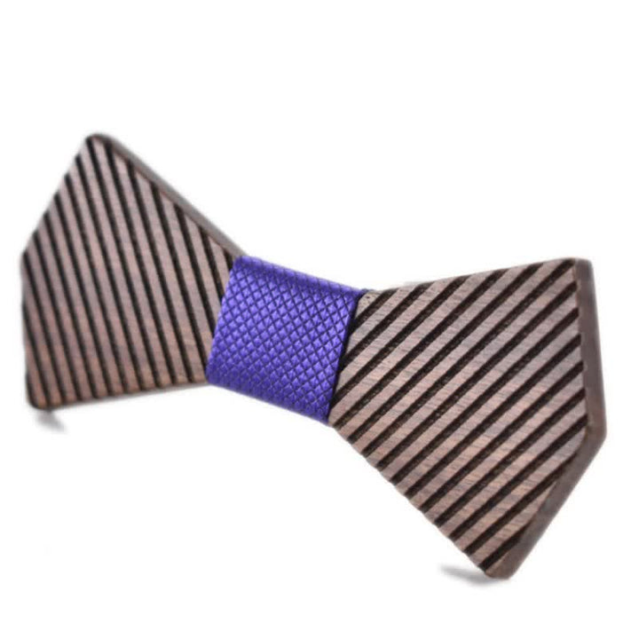 Pajarita de madera a rayas elegante de nogal negro para hombre