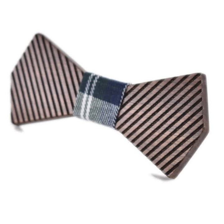Pajarita de madera a rayas elegante de nogal negro para hombre