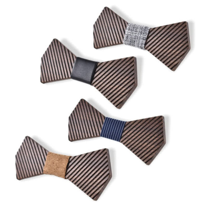 Pajarita de madera a rayas elegante de nogal negro para hombre