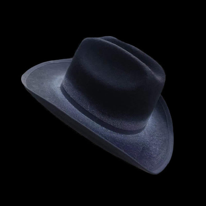 Sombrero vaquero de lana con nudo de lazo desgastado de color negro