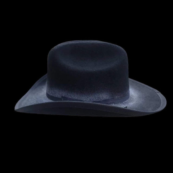 Sombrero vaquero de lana con nudo de lazo desgastado de color negro