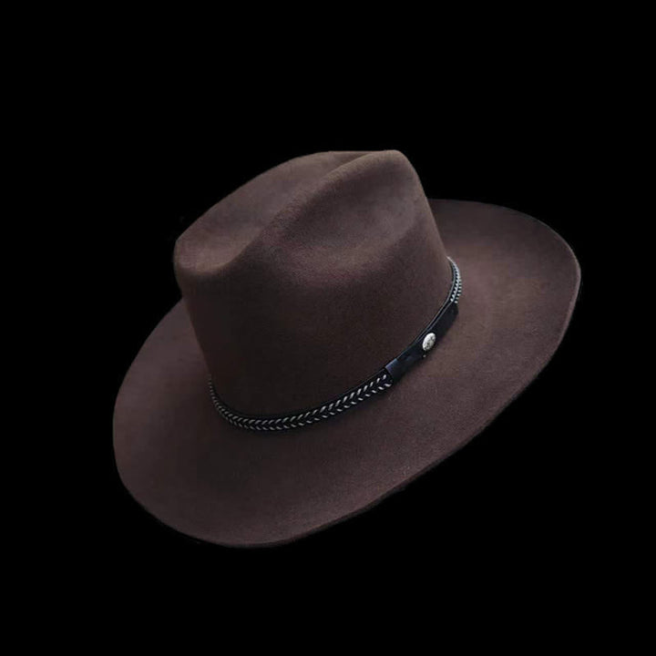 Sombrero vaquero de ala ancha de lana estilo clásico occidental