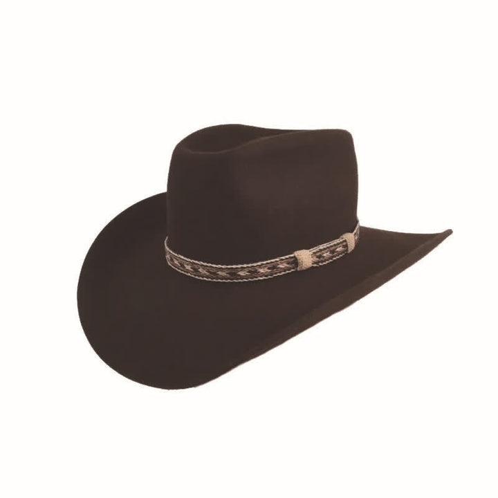 Sombrero vaquero de ala ancha de lana estilo clásico occidental