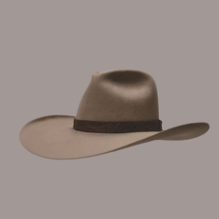 Sombrero vaquero occidental de lana con ala tejida tipo fedora