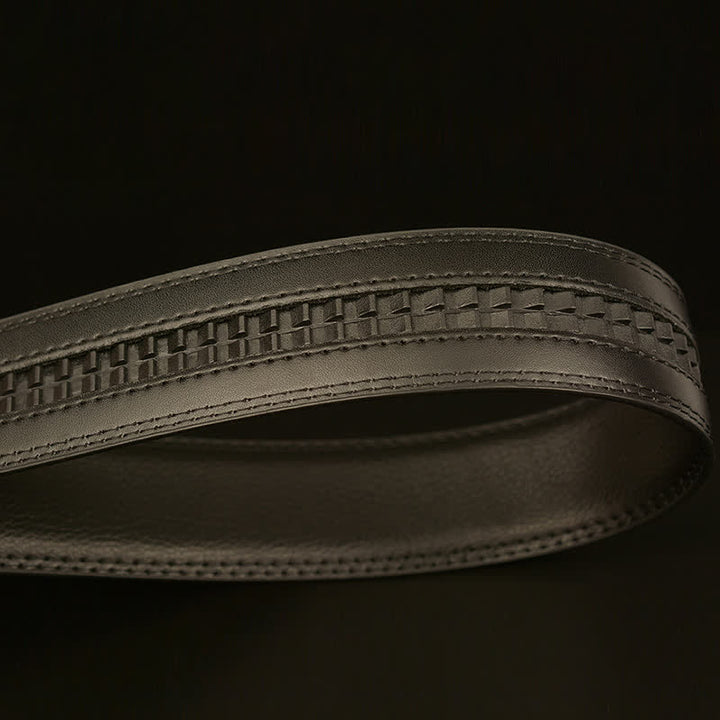Cinturón de cuero con hebilla automática y diamantes de imitación con cabeza de lobo para hombre