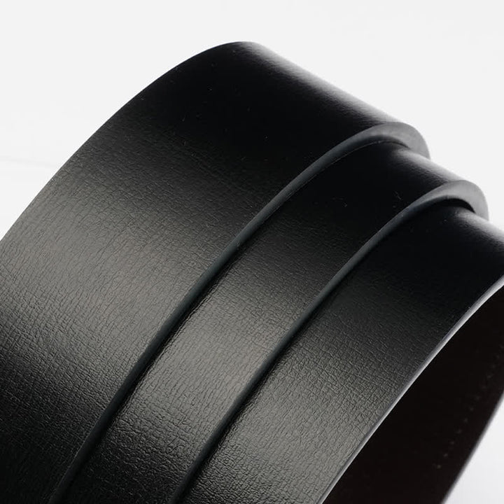 Cinturón de cuero con hebilla automática y rejilla rectangular para hombre