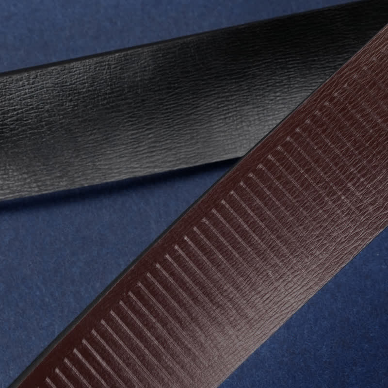 Cinturón de cuero con hebilla automática y rejilla rectangular para hombre