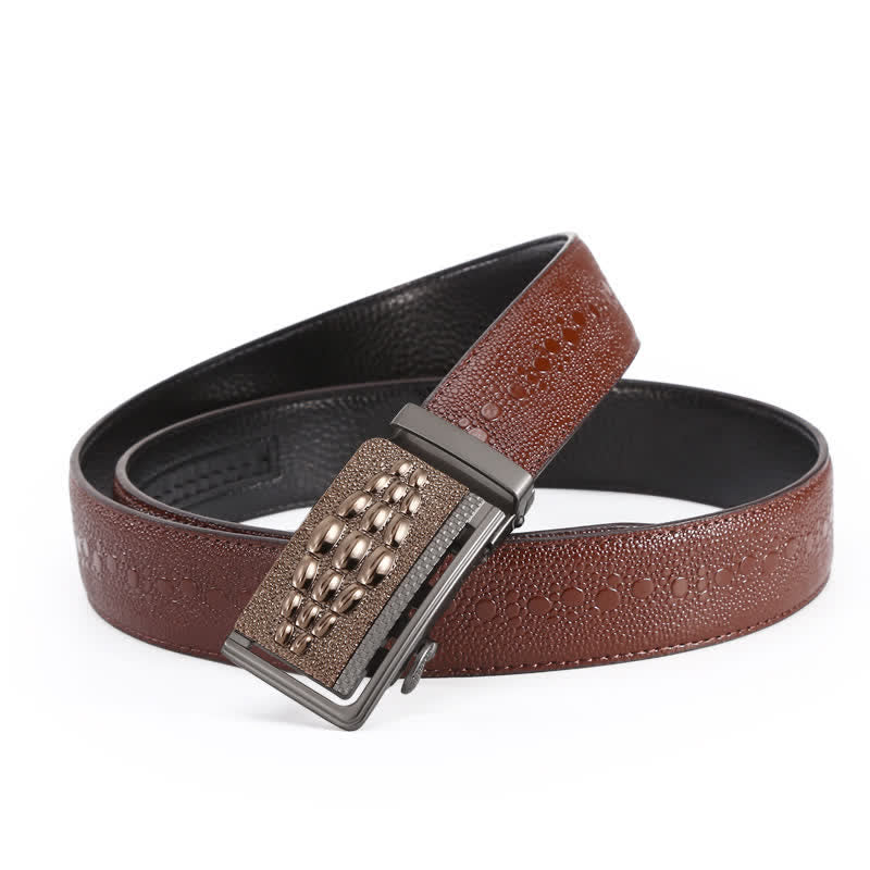 Cinturón formal de cuero con hebilla automática y diseño de cocodrilo para hombre