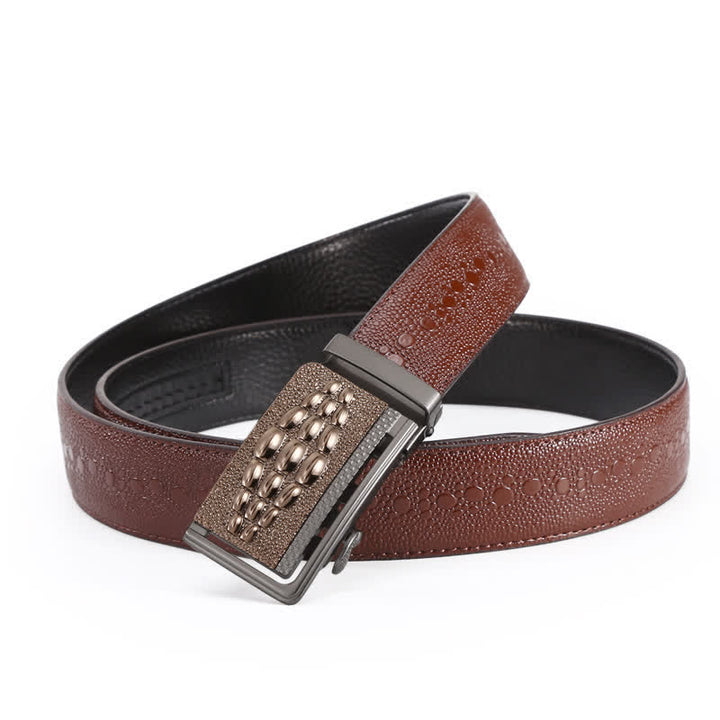 Cinturón formal de cuero con hebilla automática y diseño de cocodrilo para hombre