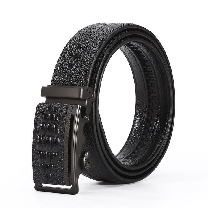 Cinturón formal de cuero con hebilla automática y diseño de cocodrilo para hombre