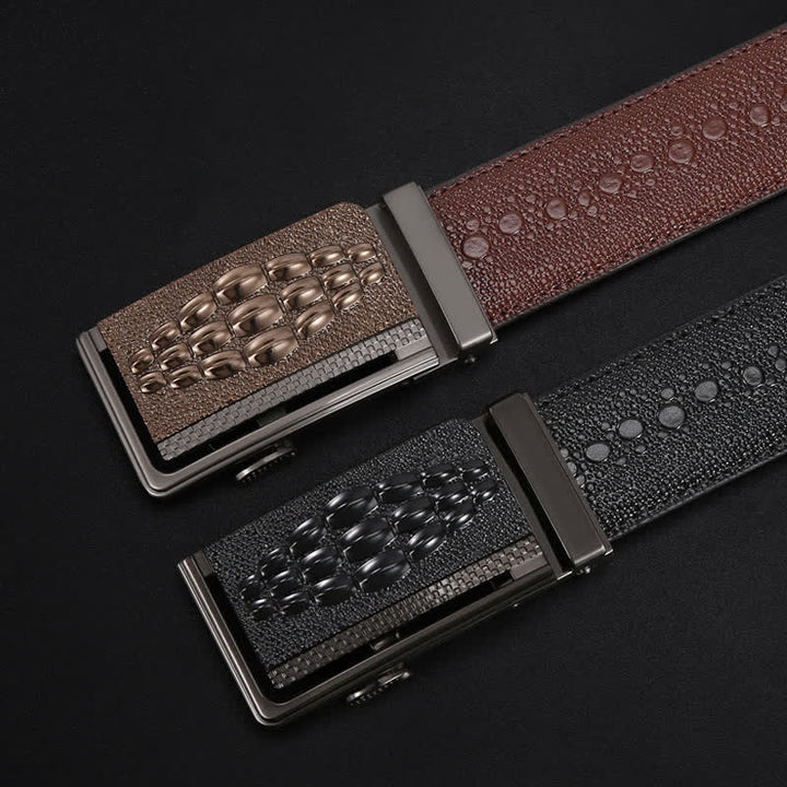 Cinturón formal de cuero con hebilla automática y diseño de cocodrilo para hombre