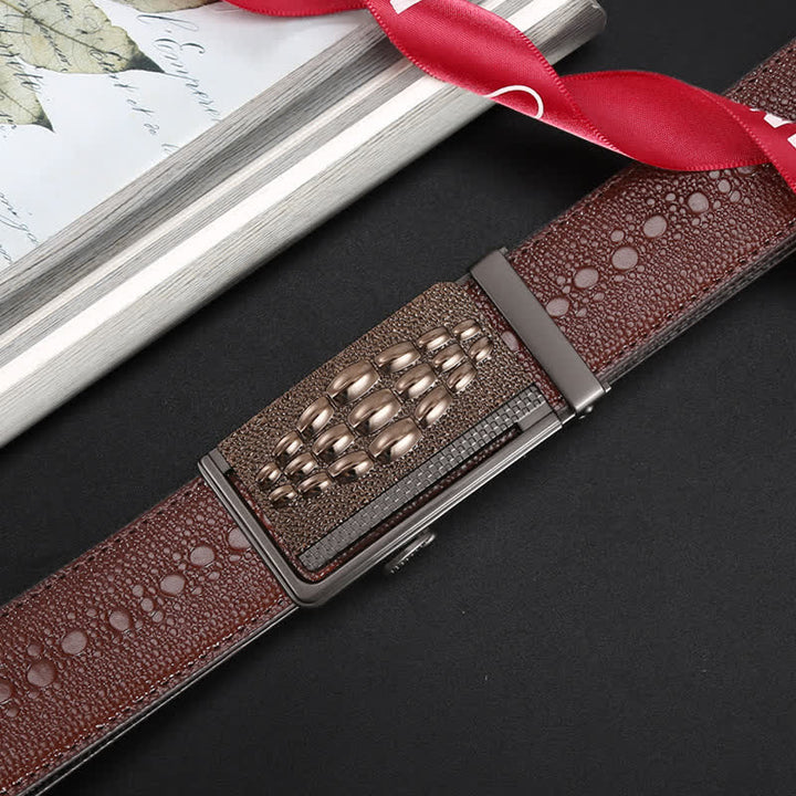 Cinturón formal de cuero con hebilla automática y diseño de cocodrilo para hombre