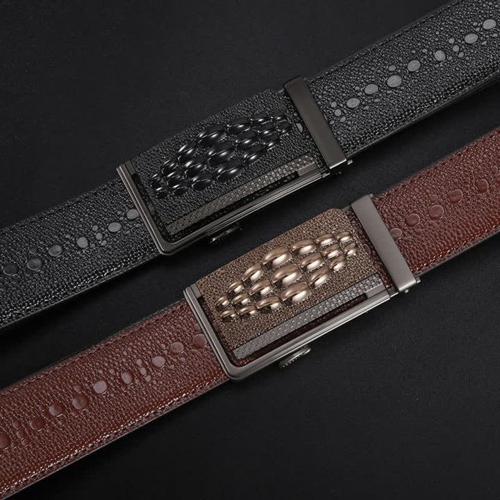 Cinturón formal de cuero con hebilla automática y diseño de cocodrilo para hombre