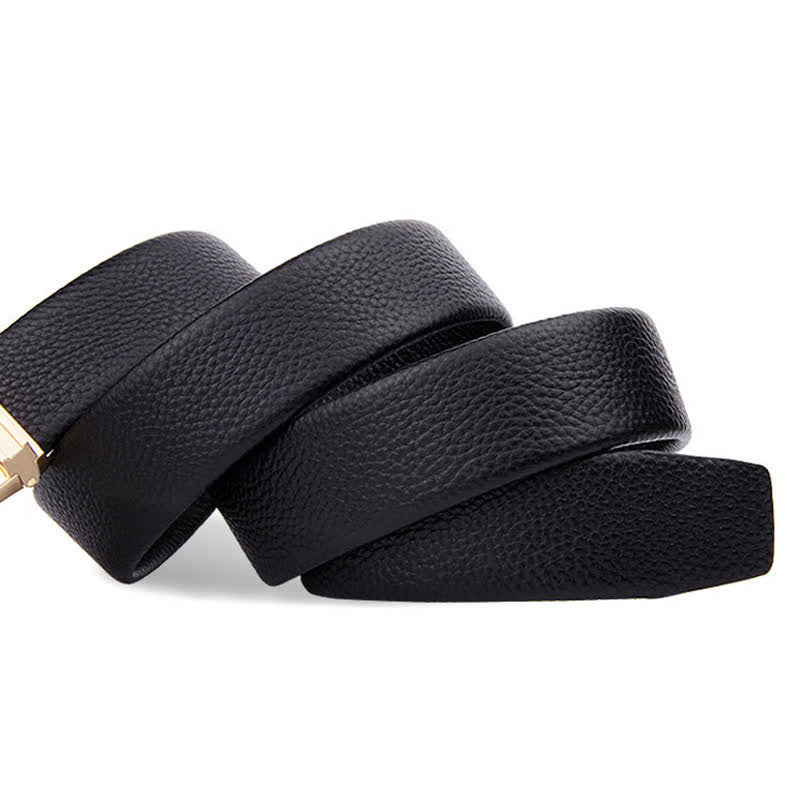 Cinturón de cuero con hebilla automática y diseño de animales dorados para hombre
