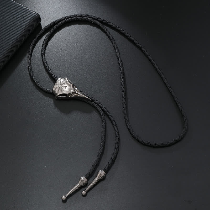 Corbata de bolo con colgante de calavera de pájaro de pico largo vikingo - image 5