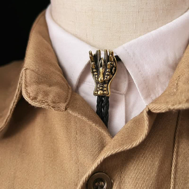 Corbata de bolo con cabeza de dragón pequeño de bronce