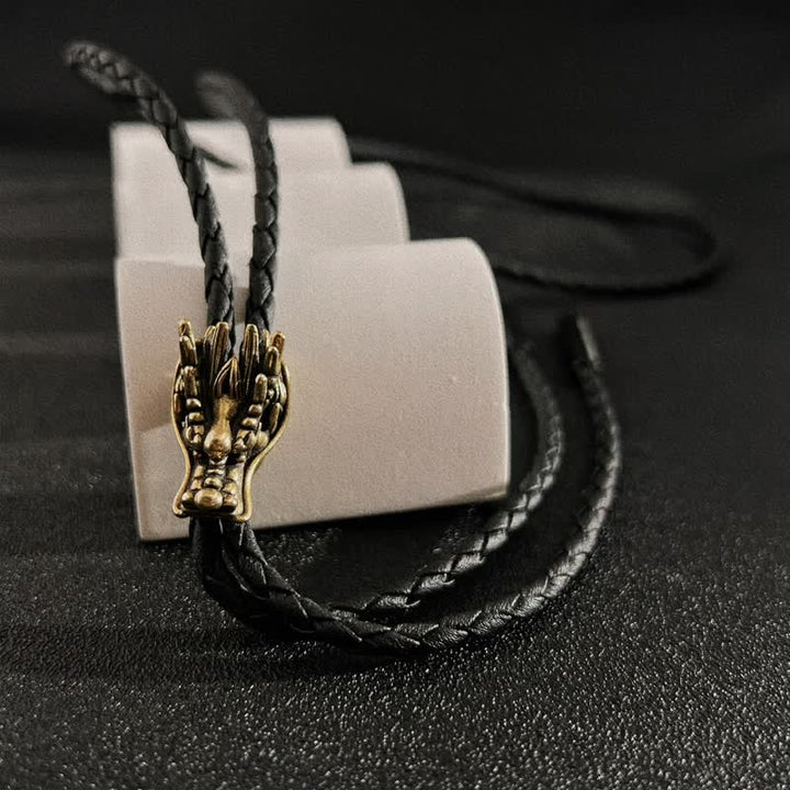 Corbata de bolo con cabeza de dragón pequeño de bronce