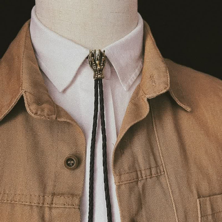 Corbata de bolo con cabeza de dragón pequeño de bronce