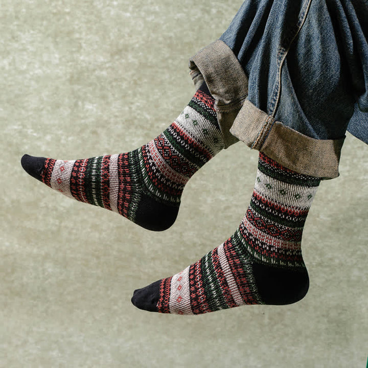Calcetines étnicos de rayas de estilo nacional retro