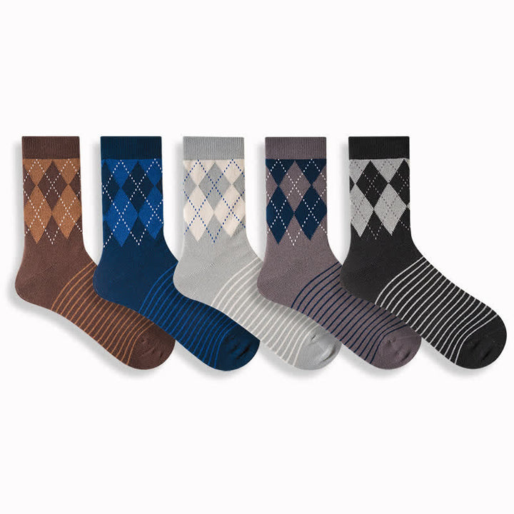 Calcetines de algodón con estampado de cuadros escoceses británicos para hombre