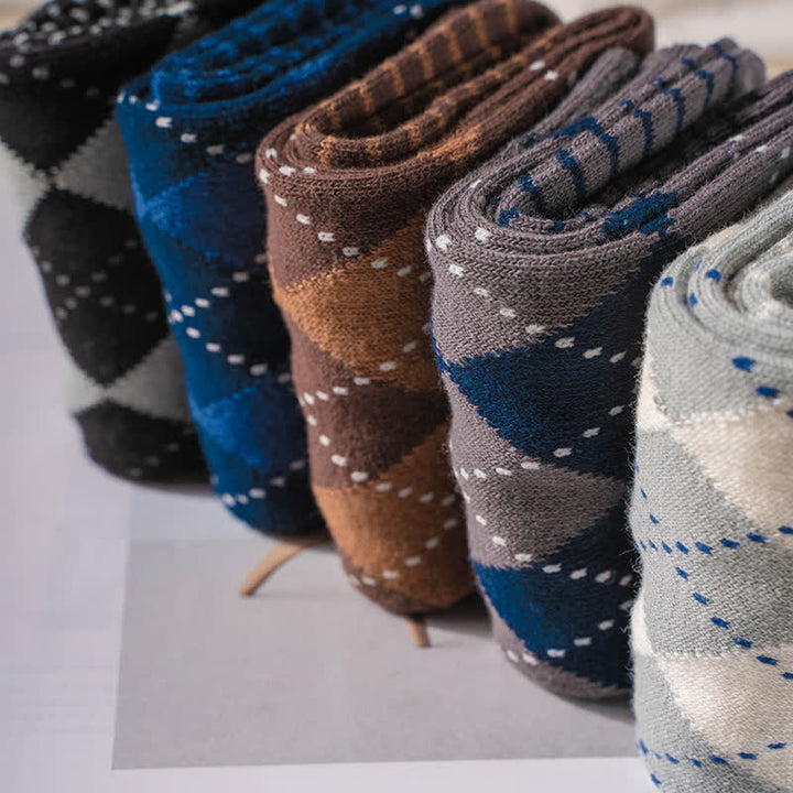 Calcetines de algodón con estampado de cuadros escoceses británicos para hombre