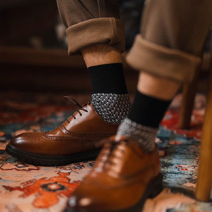 Calcetines casuales de algodón mercerizado en blanco y negro para hombre