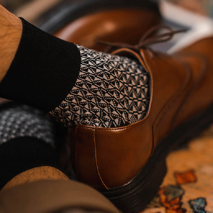 Calcetines casuales de algodón mercerizado en blanco y negro para hombre