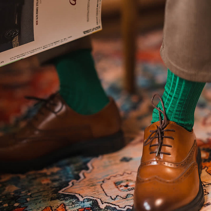 Calcetines de algodón de negocios de color liso y sencillos para hombre