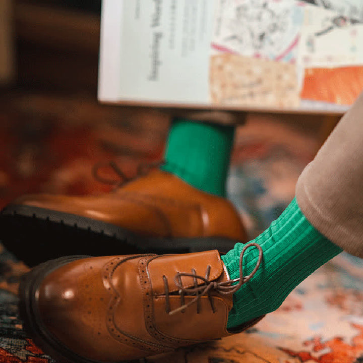 Calcetines de algodón de negocios de color liso y sencillos para hombre