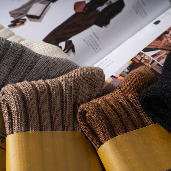 Calcetines de algodón de color liso con canalé fino para hombre