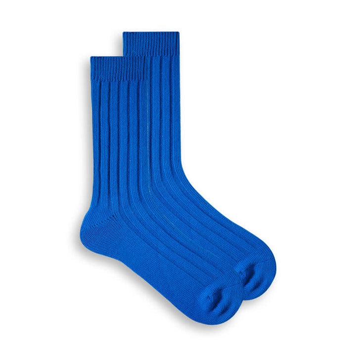 Calcetines de algodón de color liso con canalé fino para hombre