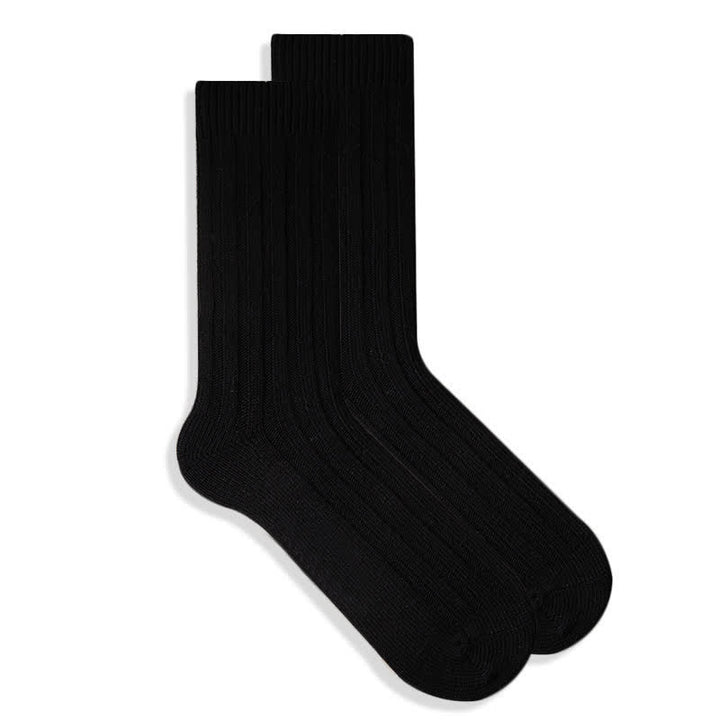 Calcetines de algodón de color liso con canalé fino para hombre