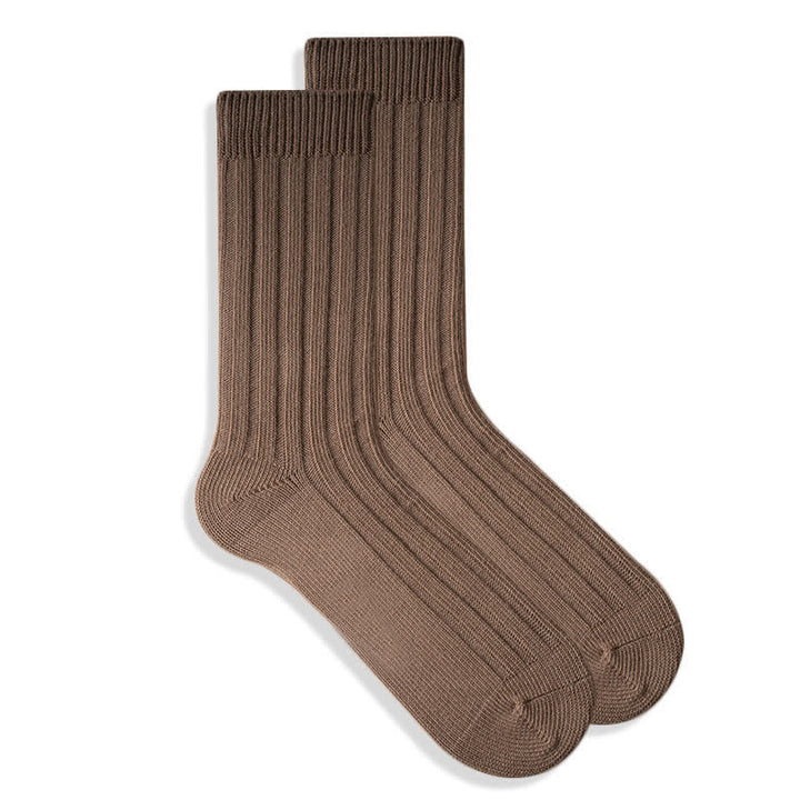 Calcetines de algodón de color liso con canalé fino para hombre