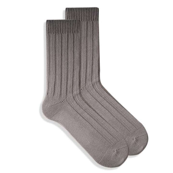 Calcetines de algodón de color liso con canalé fino para hombre