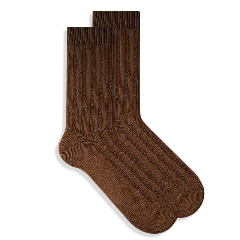 Calcetines de algodón de color liso con canalé fino para hombre