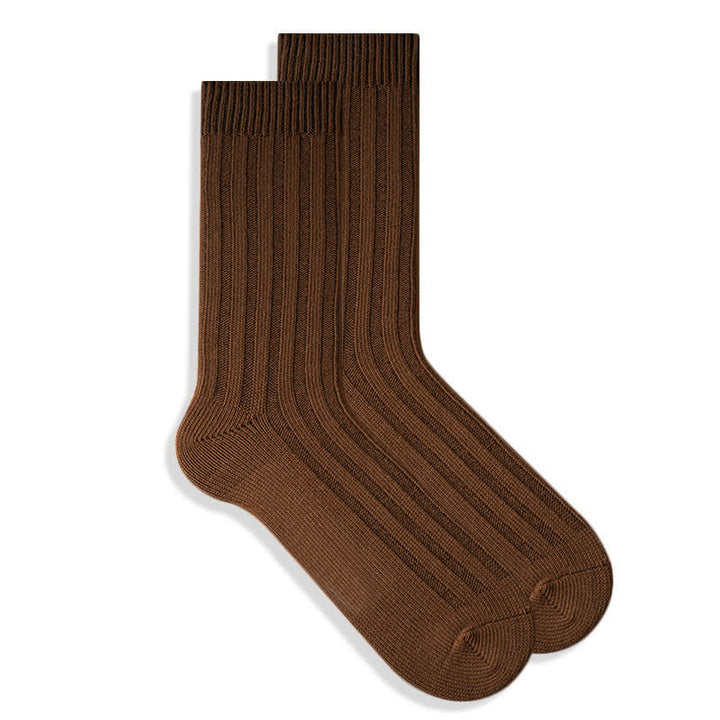 Calcetines de algodón de color liso con canalé fino para hombre