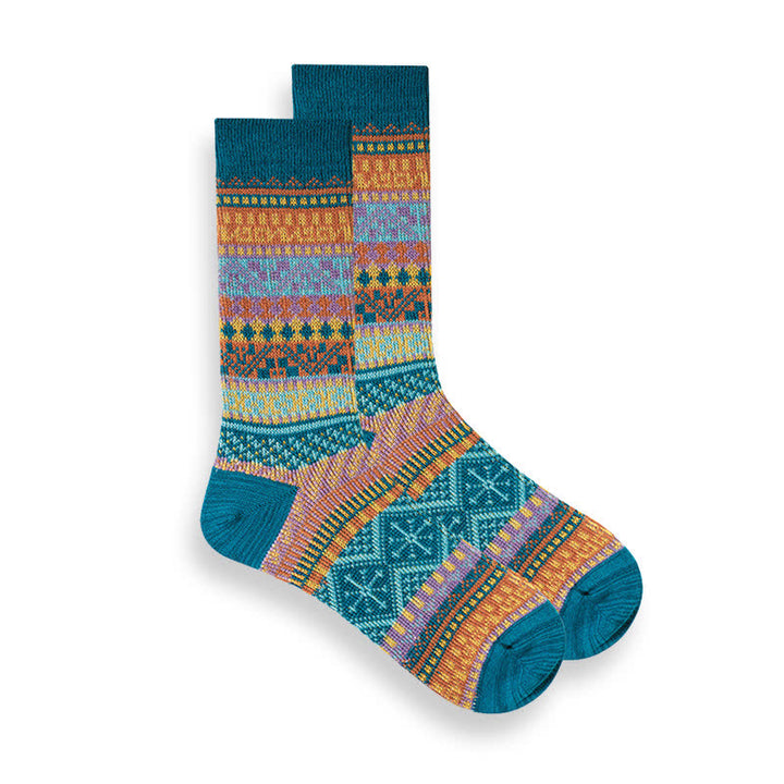 Calcetines étnicos de rayas de estilo nacional retro