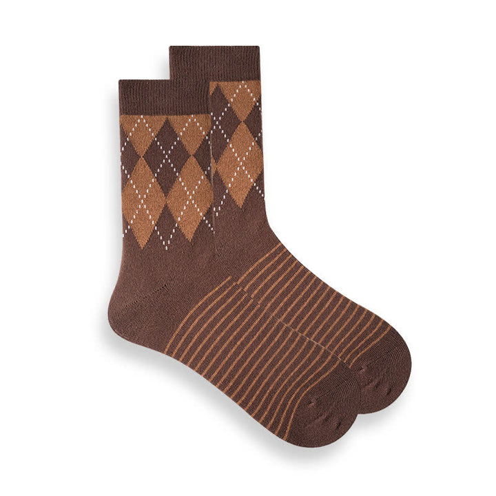 Calcetines de algodón con estampado de cuadros escoceses británicos para hombre