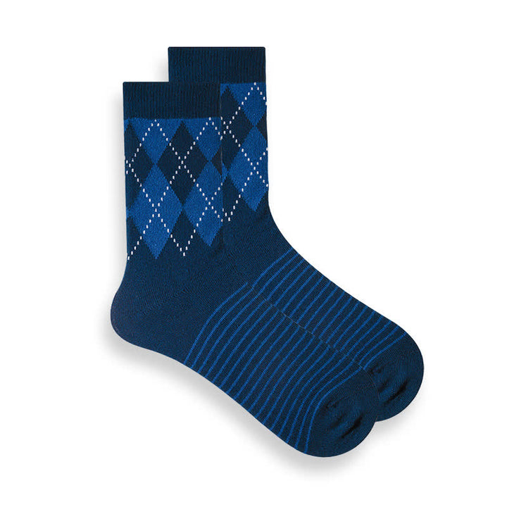Calcetines de algodón con estampado de cuadros escoceses británicos para hombre